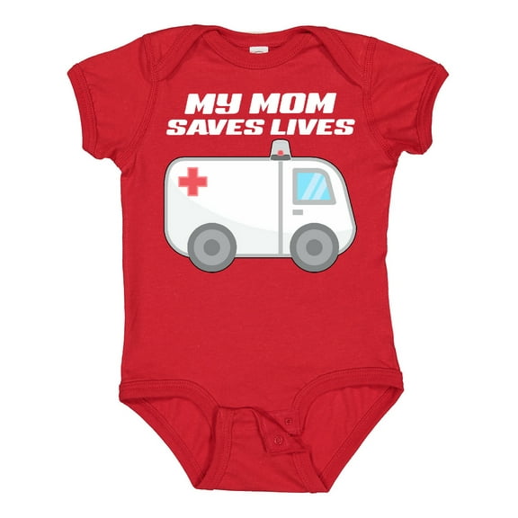 Inktastic My Mom Saves Lives- Ambulance Boys or Girls Baby Bodysuit