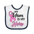 thumbnail image 1 of Inktastic My Mom is My Hero Breast Cancer Awareness Boys or Girls Baby Bib, 1 of 4