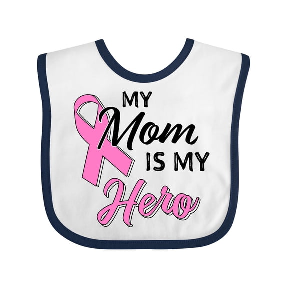 Inktastic My Mom is My Hero Breast Cancer Awareness Boys or Girls Baby Bib