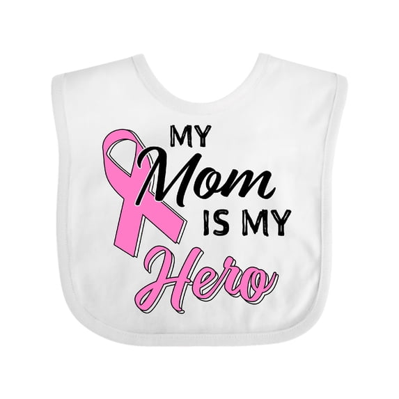 Inktastic My Mom is My Hero Breast Cancer Awareness Boys or Girls Baby Bib