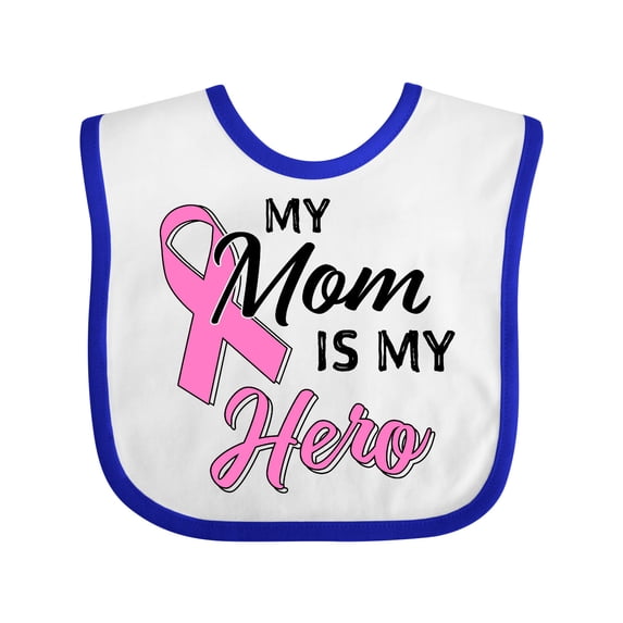 Inktastic My Mom is My Hero Breast Cancer Awareness Boys or Girls Baby Bib