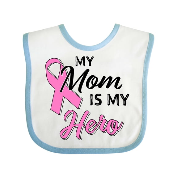 Inktastic My Mom is My Hero Breast Cancer Awareness Boys or Girls Baby Bib
