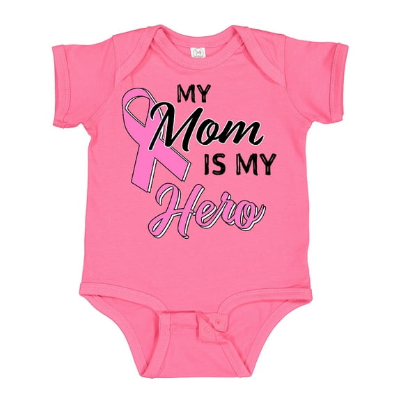 Inktastic My Mom is My Hero Breast Cancer Awareness Boys or Girls Baby Bodysuit