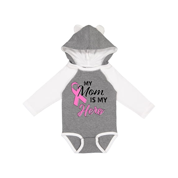 Inktastic My Mom is My Hero Breast Cancer Awareness Boys or Girls Long Sleeve Baby Bodysuit