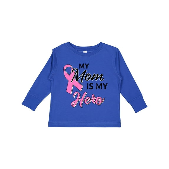 Inktastic My Mom is My Hero Breast Cancer Awareness Boys or Girls Long Sleeve Toddler T-Shirt