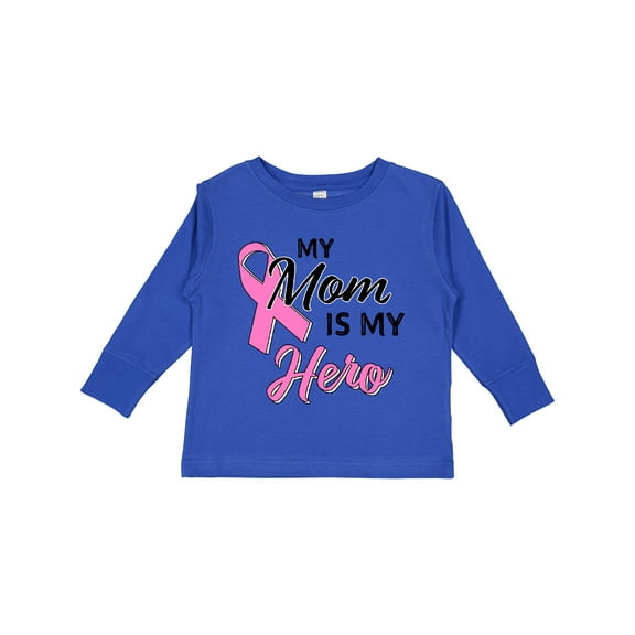Inktastic My Mom is My Hero Breast Cancer Awareness Boys or Girls Long Sleeve Toddler T-Shirt