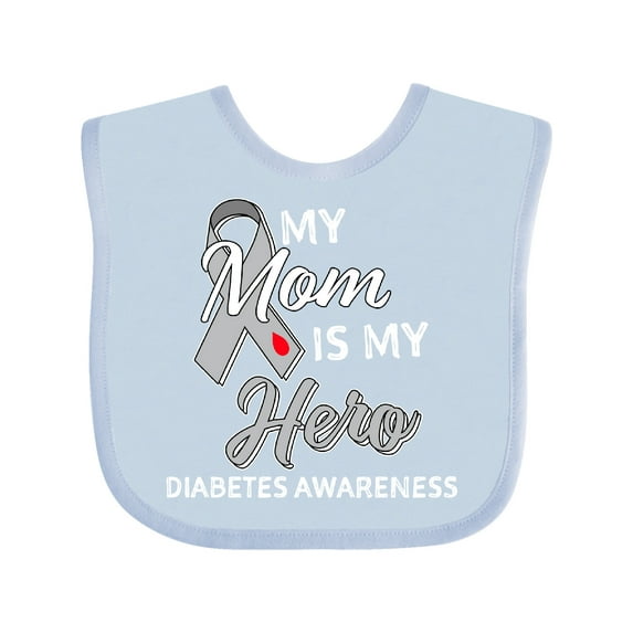 Inktastic My Mom is My Hero Diabetes Awareness Boys or Girls Baby Bib