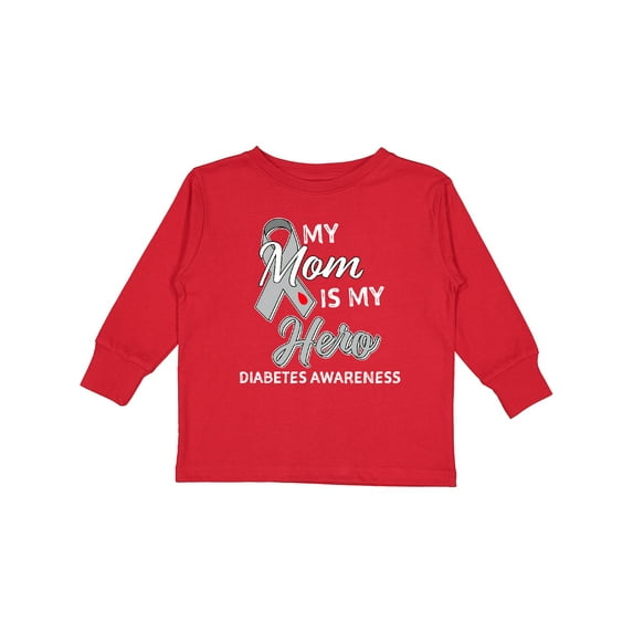 Inktastic My Mom is My Hero- Diabetes Awareness Boys or Girls Long Sleeve Toddler T-Shirt