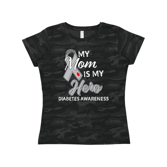 Inktastic My Mom is My Hero- Diabetes Awareness Women's T-Shirt