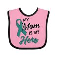 thumbnail image 1 of Inktastic My Mom is My Hero Ovarian Cancer Awareness Boys or Girls Baby Bib, 1 of 4