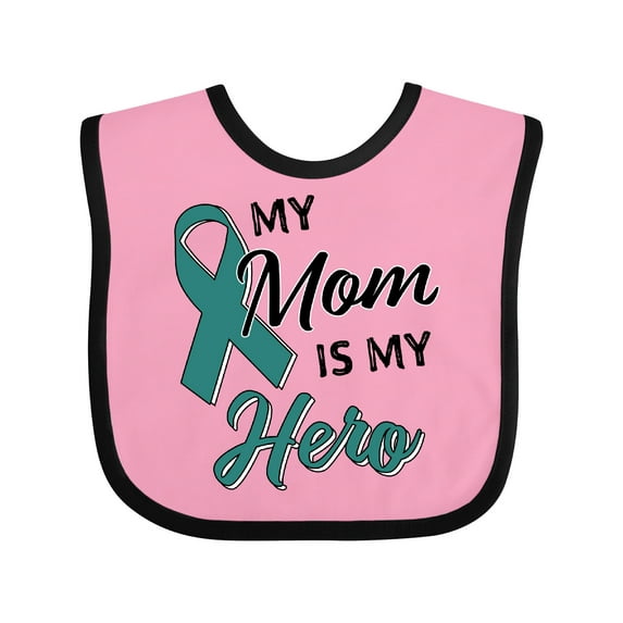 Inktastic My Mom is My Hero Ovarian Cancer Awareness Boys or Girls Baby Bib