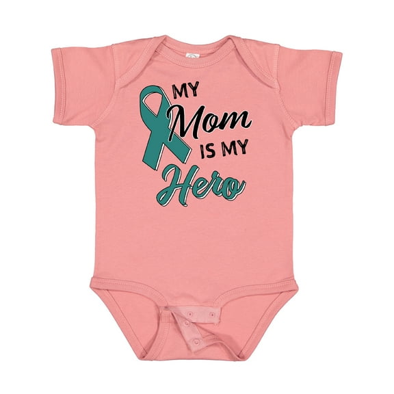 Inktastic My Mom is My Hero Ovarian Cancer Awareness Boys or Girls Baby Bodysuit