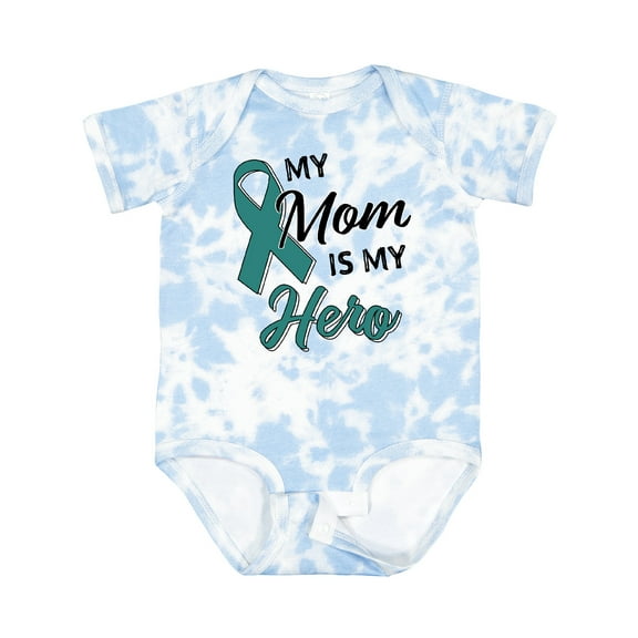 Inktastic My Mom is My Hero Ovarian Cancer Awareness Boys or Girls Baby Bodysuit