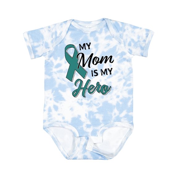 Inktastic My Mom is My Hero Ovarian Cancer Awareness Boys or Girls Baby Bodysuit