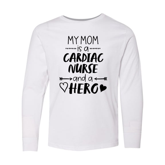 Inktastic My Mom is a Cardiac Nurse and a Hero Long Sleeve Youth T-Shirt
