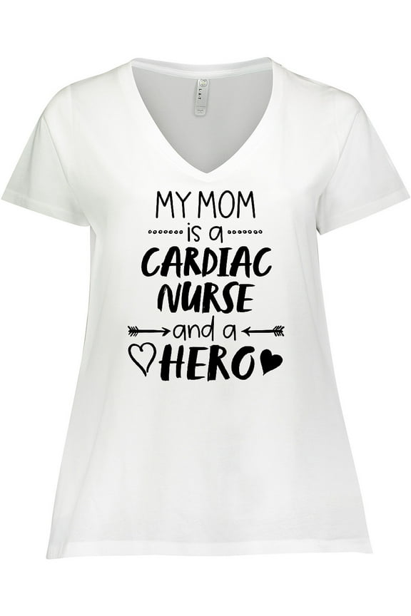 My Mom is a Cardiac Nurse and a Hero Women's Plus Size V-Neck T-Shirt