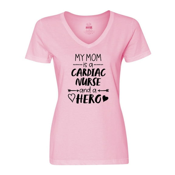 Inktastic My Mom is a Cardiac Nurse and a Hero Women's V-Neck T-Shirt