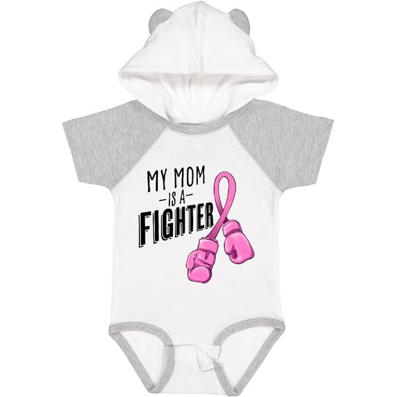 Inktastic My Mom is a Fighter Breast Cancer Awareness Boxing Gloves Boys or Girls Baby Bodysuit