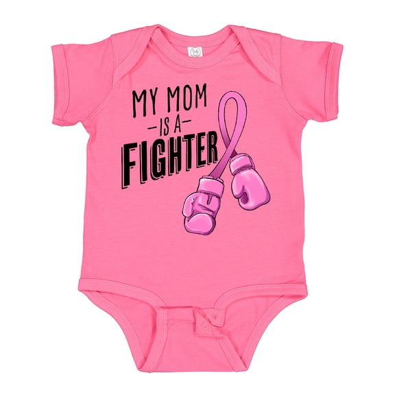 Inktastic My Mom is a Fighter Breast Cancer Awareness Boxing Gloves Boys or Girls Baby Bodysuit