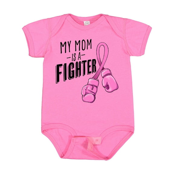 Inktastic My Mom is a Fighter Breast Cancer Awareness Boxing Gloves Boys or Girls Baby Bodysuit