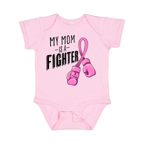 Inktastic My Mom is a Fighter Breast Cancer Awareness Boxing Gloves Boys or Girls Baby Bodysuit