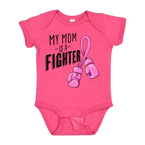 Inktastic My Mom is a Fighter Breast Cancer Awareness Boxing Gloves Boys or Girls Baby Bodysuit