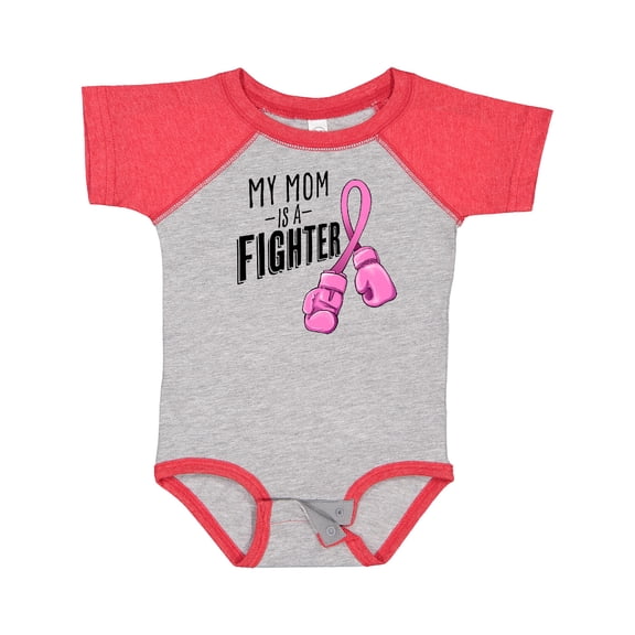 Inktastic My Mom is a Fighter Breast Cancer Awareness Boxing Gloves Boys or Girls Baby Bodysuit