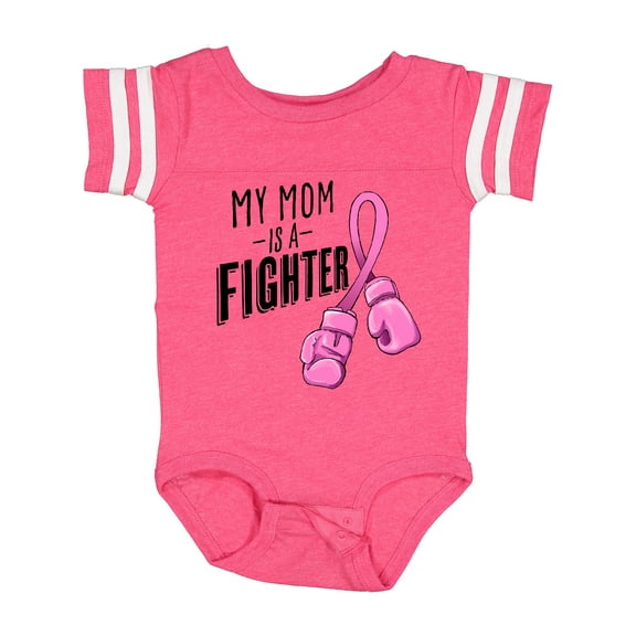 Inktastic My Mom is a Fighter Breast Cancer Awareness Boxing Gloves Boys or Girls Baby Bodysuit