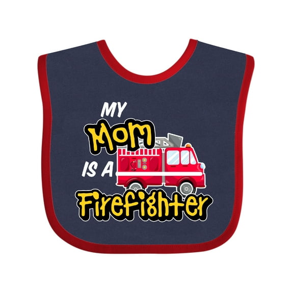 Inktastic My Mom is a Firefighter with Fire Truck Boys or Girls Baby Bib