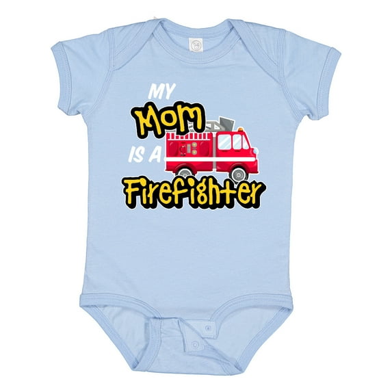 Inktastic My Mom is a Firefighter with Fire Truck Boys or Girls Baby Bodysuit