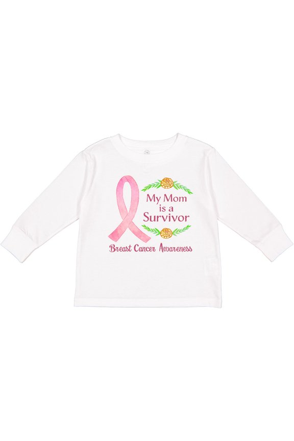 My Mom is a Survivor Breast Cancer Awareness Boys or Girls Long Sleeve Toddler T-Shirt