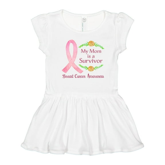 Inktastic My Mom is a Survivor Breast Cancer Awareness Girls Toddler Dress