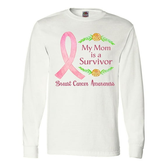 Inktastic My Mom is a Survivor Breast Cancer Awareness Long Sleeve T-Shirt