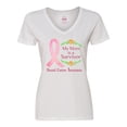 thumbnail image 1 of Inktastic My Mom is a Survivor Breast Cancer Awareness Women's V-Neck T-Shirt, 1 of 5