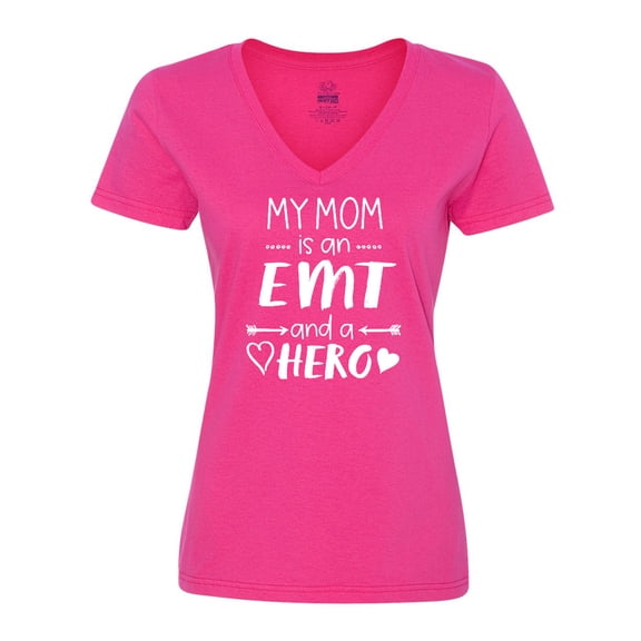 Inktastic My Mom is an EMT and a Hero Women's V-Neck T-Shirt