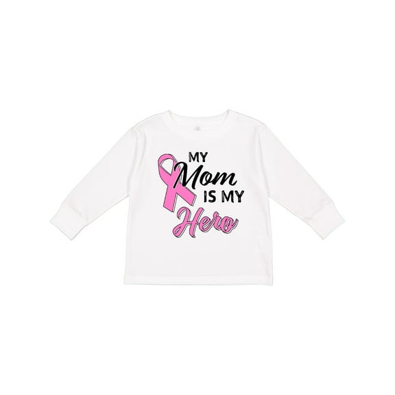 Inktastic My Mom is My Hero Breast Cancer Awareness Boys or Girls Long Sleeve Toddler T-Shirt