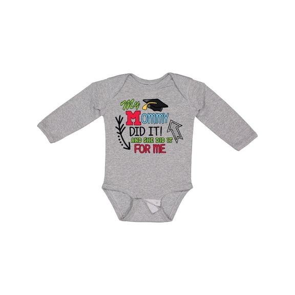 Inktastic My Mommy Did It and She Did It for Me with Graduation Cap Boys Long Sleeve Baby Bodysuit