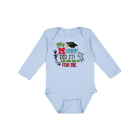 Inktastic My Mommy Did It and She Did It for Me with Graduation Cap Boys Long Sleeve Baby Bodysuit