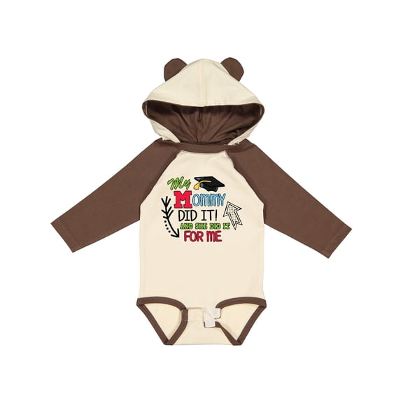 Inktastic My Mommy Did It and She Did It for Me with Graduation Cap Boys Long Sleeve Baby Bodysuit