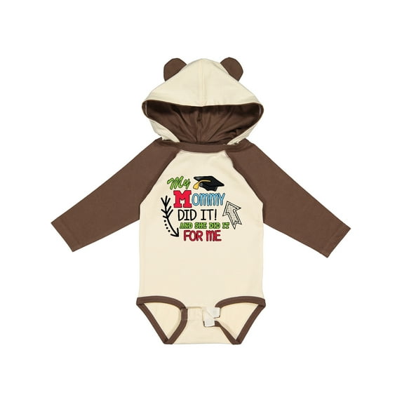 Inktastic My Mommy Did It and She Did It for Me with Graduation Cap Boys Long Sleeve Baby Bodysuit