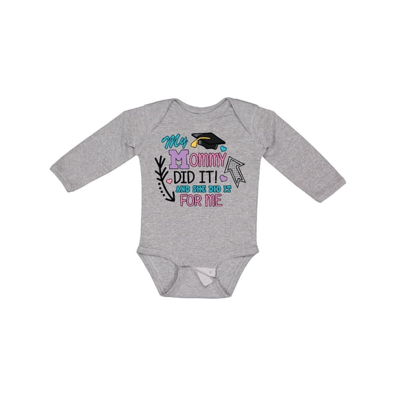Inktastic My Mommy Did It and She Did It for Me with Graduation Cap Girls Long Sleeve Baby Bodysuit