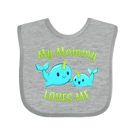 Inktastic My Mommy Loves Me Cute Narwhal Boys or Girls Baby Bib