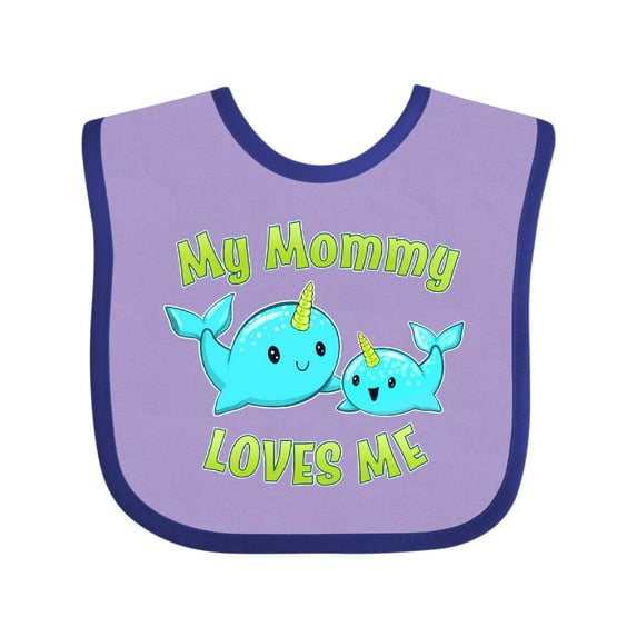 Inktastic My Mommy Loves Me Cute Narwhal Boys or Girls Baby Bib