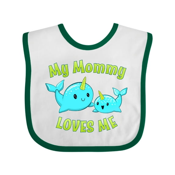 Inktastic My Mommy Loves Me Cute Narwhal Boys or Girls Baby Bib