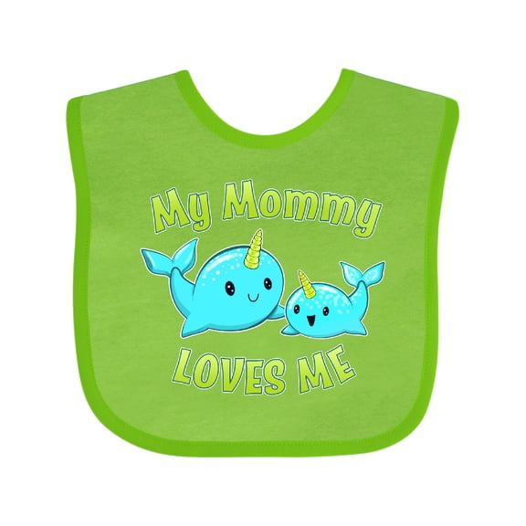 Inktastic My Mommy Loves Me Cute Narwhal Boys or Girls Baby Bib