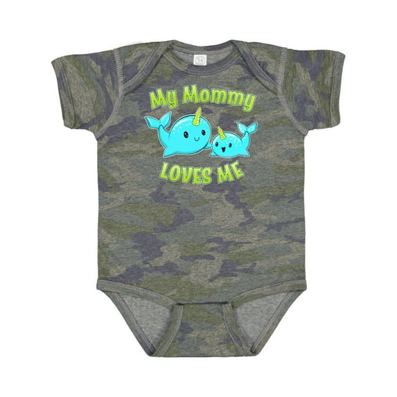 Inktastic My Mommy Loves Me Cute Narwhal Boys or Girls Baby Bodysuit