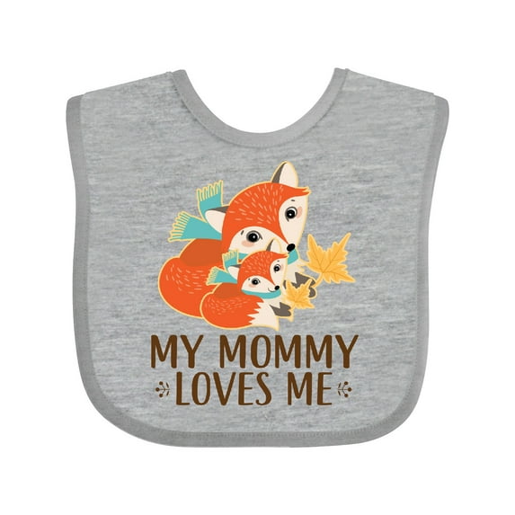Inktastic My Mommy Loves Me Fox Boys or Girls Baby Bib
