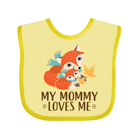 Inktastic My Mommy Loves Me Fox Boys or Girls Baby Bib