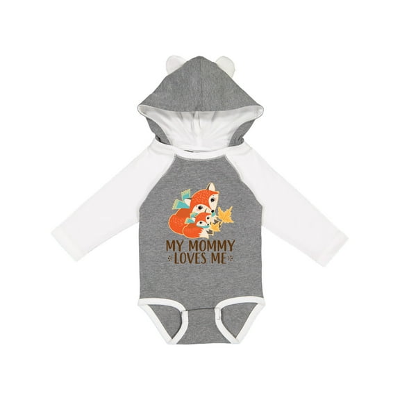 Inktastic My Mommy Loves Me Fox Boys or Girls Long Sleeve Baby Bodysuit