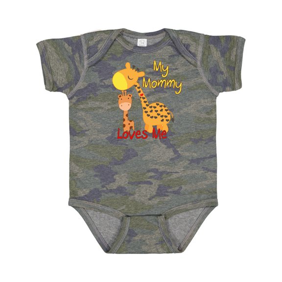 Inktastic My Mommy Loves Me Giraffe Boys or Girls Baby Bodysuit